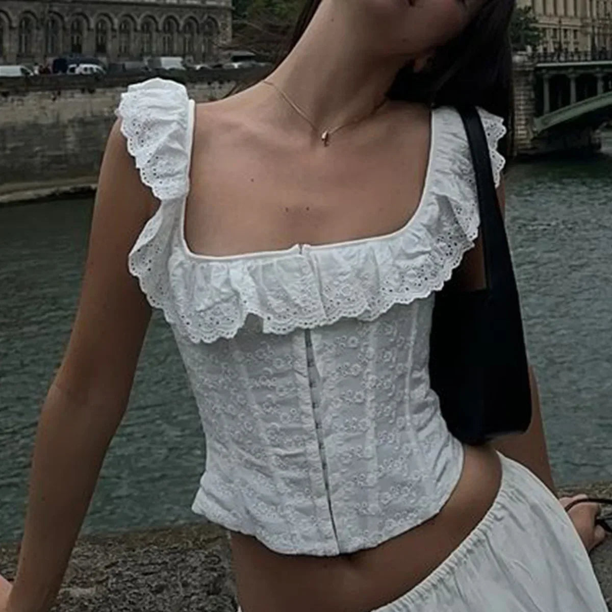 Lace-Up Corset  Crop Cami Top