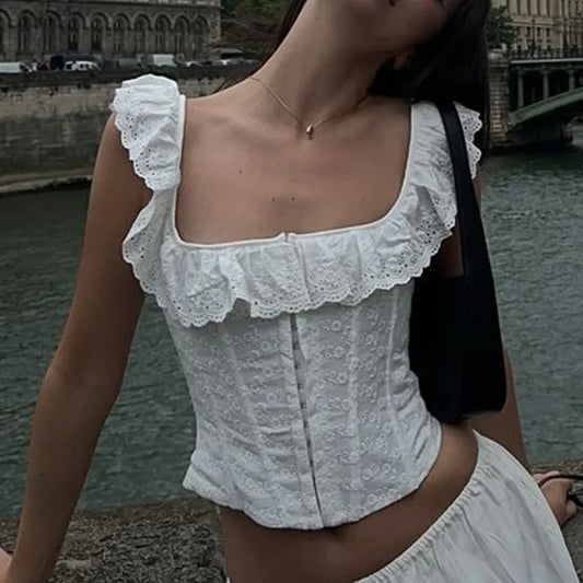Lace-Up Corset  Crop Cami Top