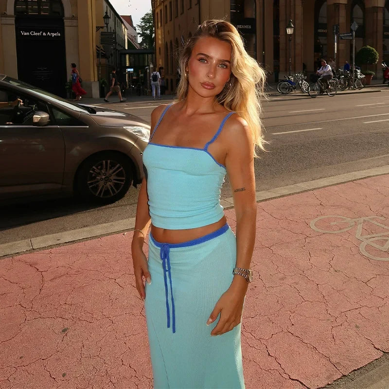Solid Color Sleeveless Cropped Two Piece Pants Set