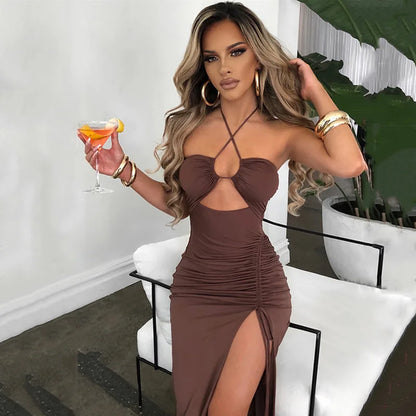 Sleeveless  Backless Slim Midi Dress