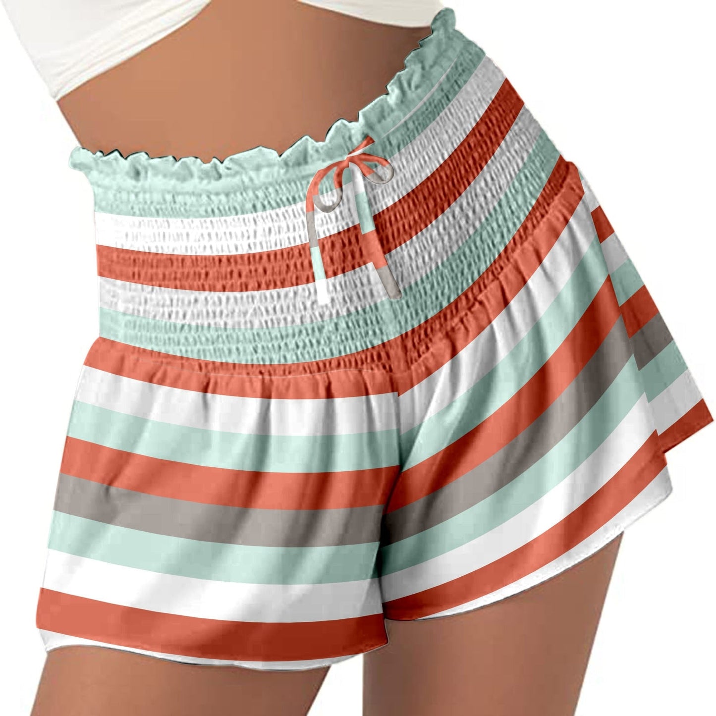 DressBetty - Women High Waist Loose Shorts Sports Drawstrings Floral Print Beach Shorts