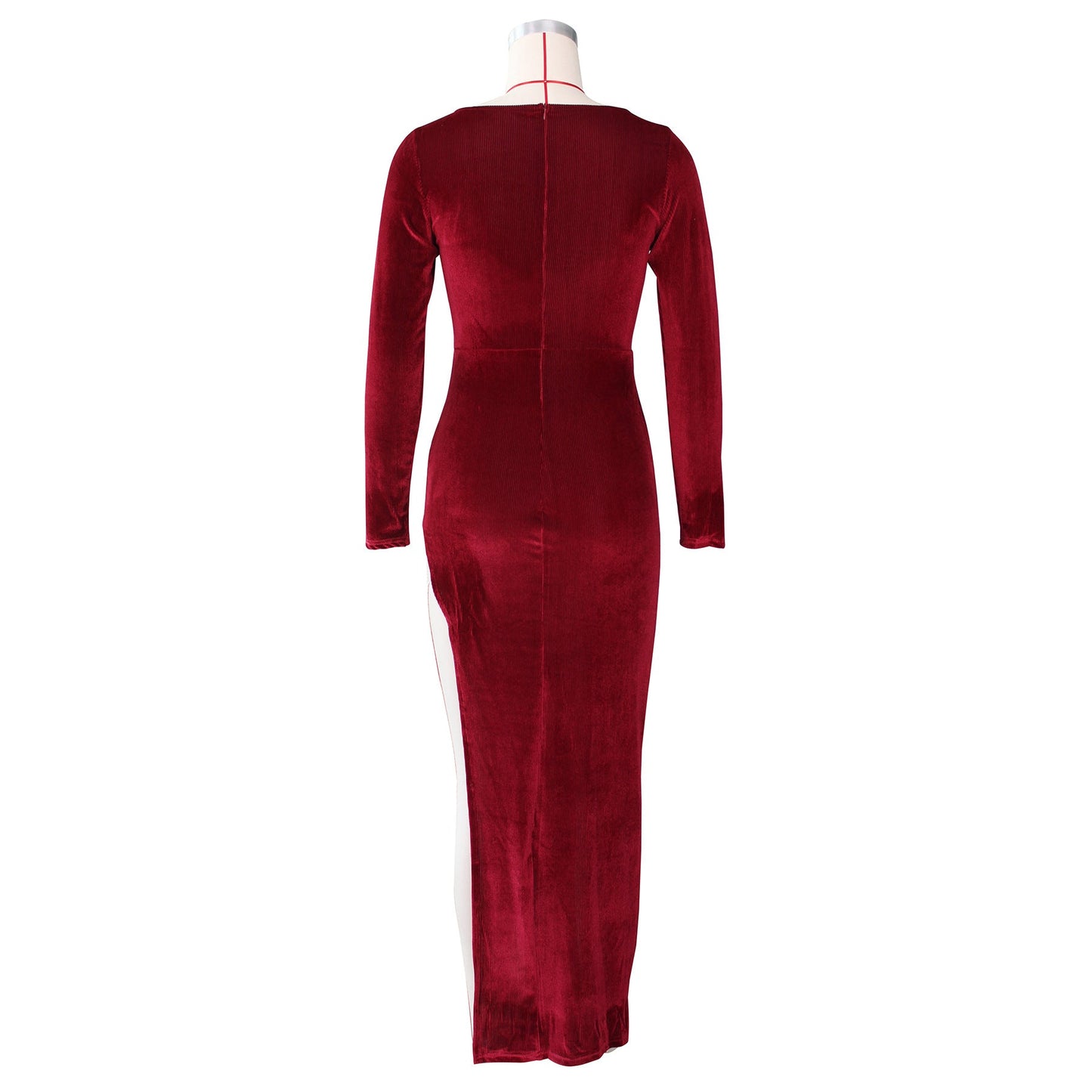 DressBetty - Elegant Velvet High Waist Slit Maxi Dress  Long Sleeve Evening Party Dress