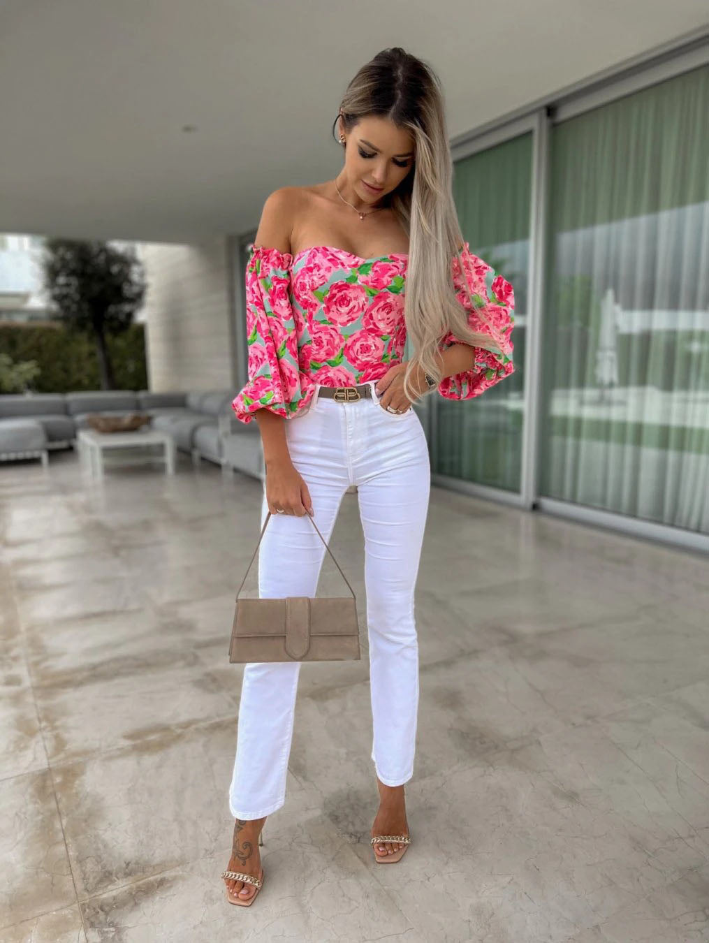DressBetty - Women  Top Summer Off Shoulder Floral Blouses Holiday Slash Neck Tops