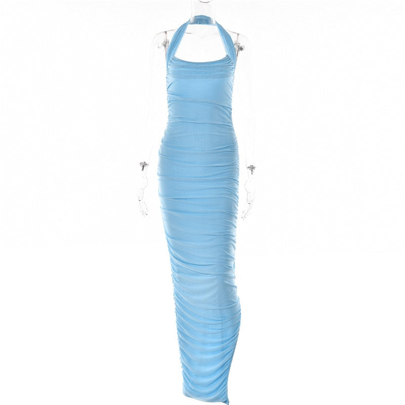 DressBetty - Articat  Strapless Mesh Maxi Dress