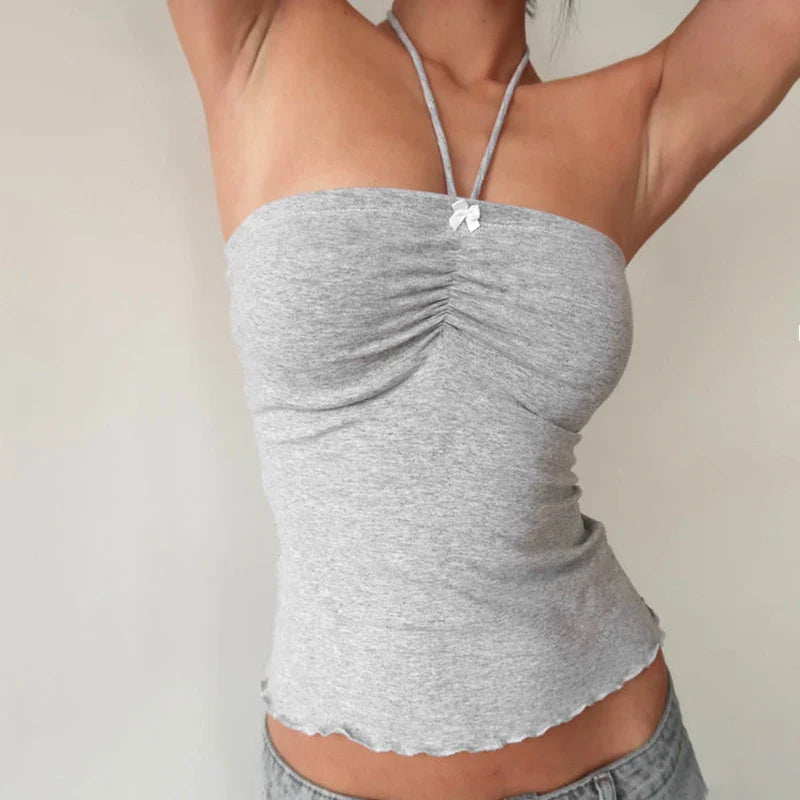 Sweet Girl Solid Bow Strapless