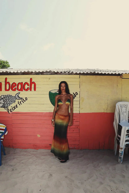 Gradient Off Shoulder Cover Up  Three Piece Swim Sets