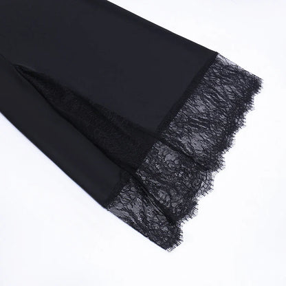 DressBetty - 2024  Black Spaghetti Strap Backless Split Lace Dress