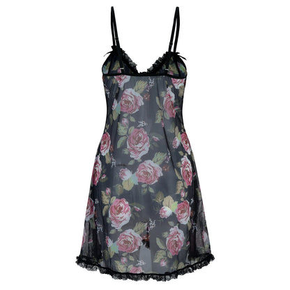 Halter Neck Metal Backless Sleeveless Mini Flowers Printed Party Short Vestidos Dress