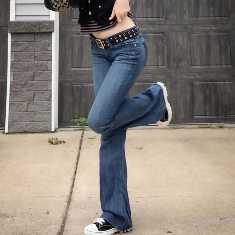 DressBetty - 2024  Blue Bell Bottom Boot-cut Fashion Streetwear Jeans