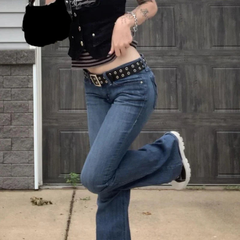 DressBetty - 2024  Blue Bell Bottom Boot-cut Fashion Streetwear Jeans