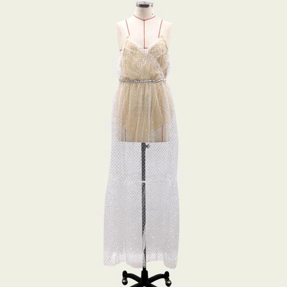 DressBetty -  Mesh Illusion Print Long Dress