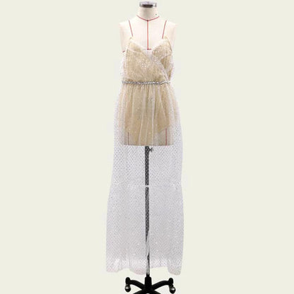 DressBetty -  Mesh Illusion Print Long Dress