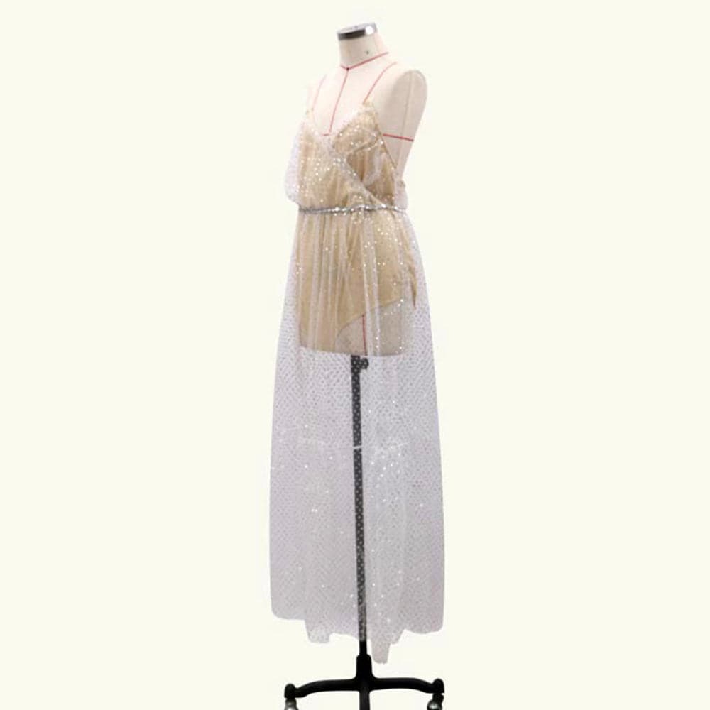 DressBetty -  Mesh Illusion Print Long Dress