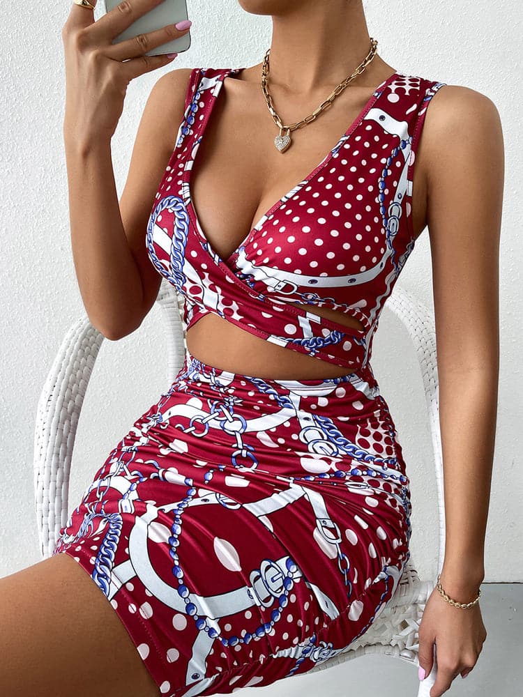 DressBetty -  Sleeveless Deep V Cutout Party Mini Dress