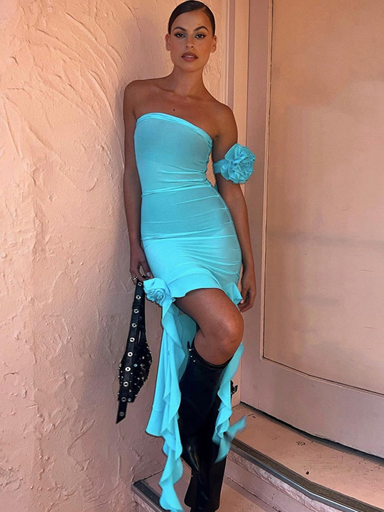 DressBetty -  Strapless Backless Corset Midi Dress
