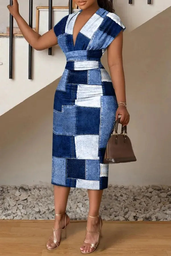 DressBetty - 2024  V Neck Sleeveless Wrap Dress Elegant Plaid Midi Dress
