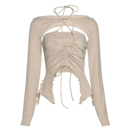 DressBetty - 2024  Vintage Long Sleeve Slim T-Shirt