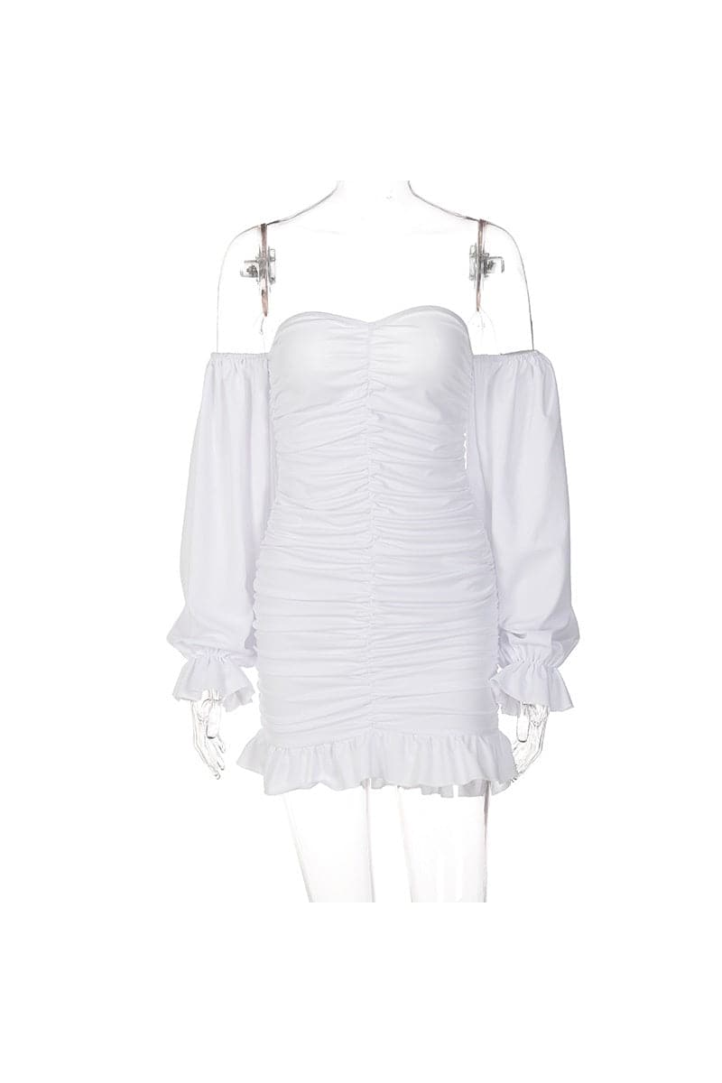 DressBetty -  Word Tube Top Ruffle Lace Bag Hip Dress