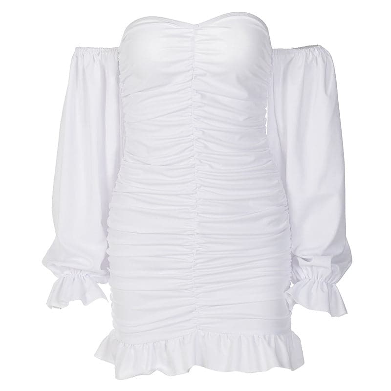 DressBetty -  Word Tube Top Ruffle Lace Bag Hip Dress