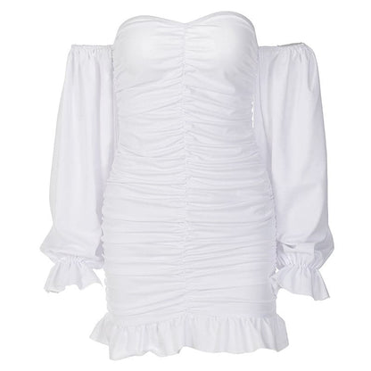 DressBetty -  Word Tube Top Ruffle Lace Bag Hip Dress
