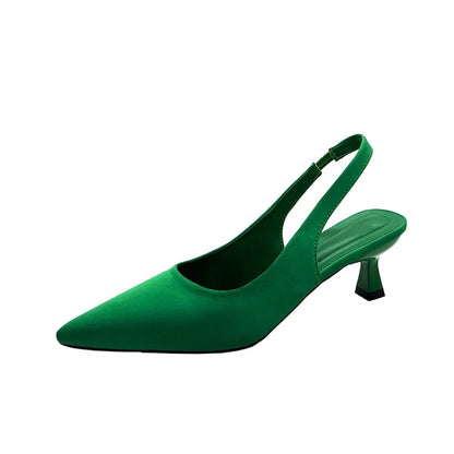 Hot Sale Slip-on Fashion Office Career  Pointed Toe Cap Sandals Low Heel Pumps