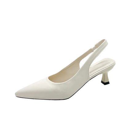 Hot Sale Slip-on Fashion Office Career  Pointed Toe Cap Sandals Low Heel Pumps