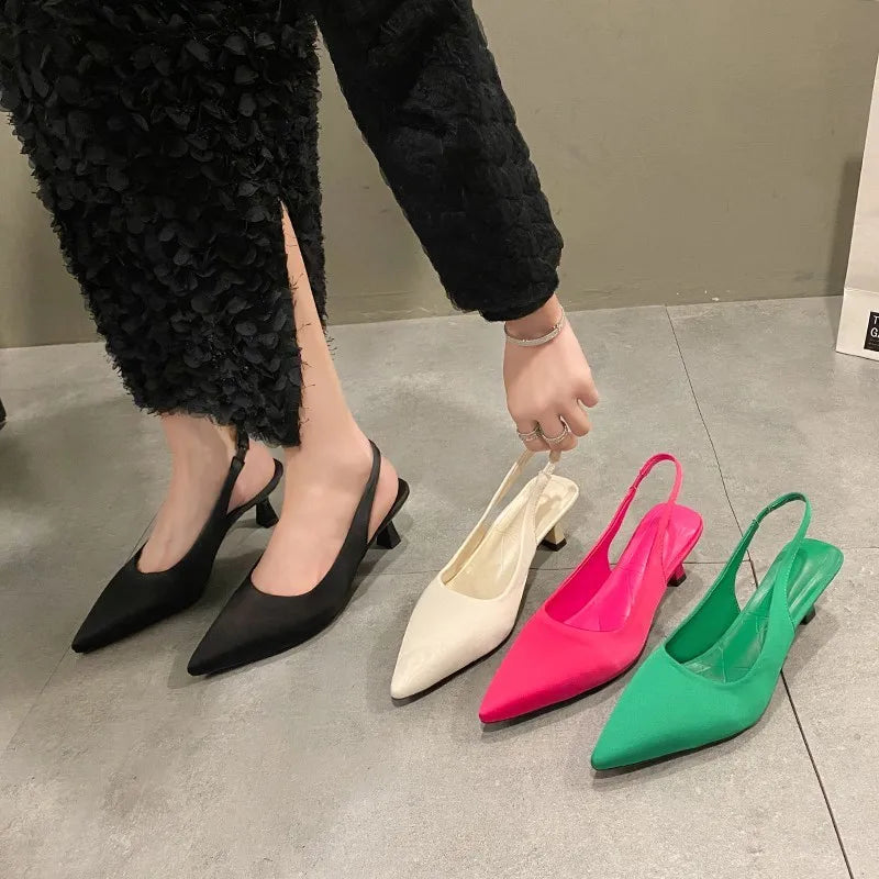 Fashion Slip-on Summer Solid Office Career  Pointed Toe Low Heel Pumps