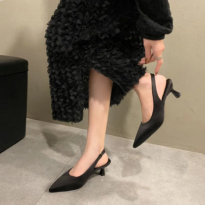 Fashion Slip-on Summer Solid Office Career  Pointed Toe Low Heel Pumps