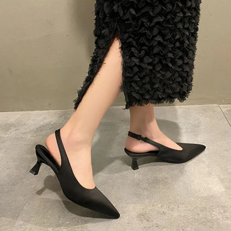 Fashion Slip-on Summer Solid Office Career  Pointed Toe Low Heel Pumps