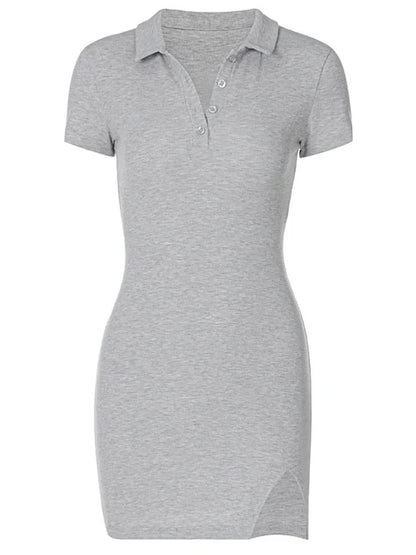 Sleeve Slit  Mini Streetwear Cute Solid Party Clothing Midi Dresses