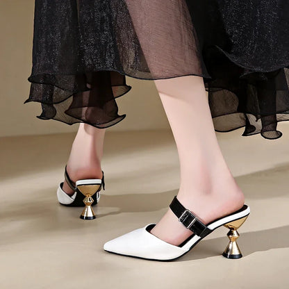 Size 35-43  Pointed Closed Toe Summer Women's Casual Mules Low Heel Pumps