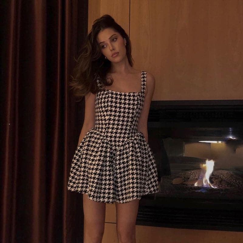 DressBetty - Spaghetti Straps A-line Bird Lattice  Dress