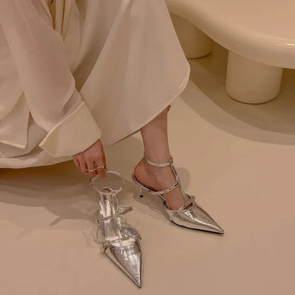 Comfortable Solid Buckle Elegant New Summer Fashionable Low Heel Pumps