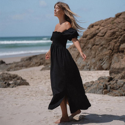 DressBetty - Summer Dresses For Women  Square Neck Smocked Short Puff Sleeve Vacation Beach Style