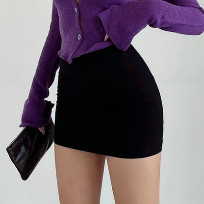Summer Mini Black  Elastic High Waist Skinny Bodycon Micro Skirt