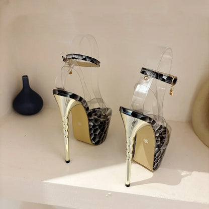Summer Platform Sandals  Peep Toe Transparent PVC Metal Thin High Heel High Heel