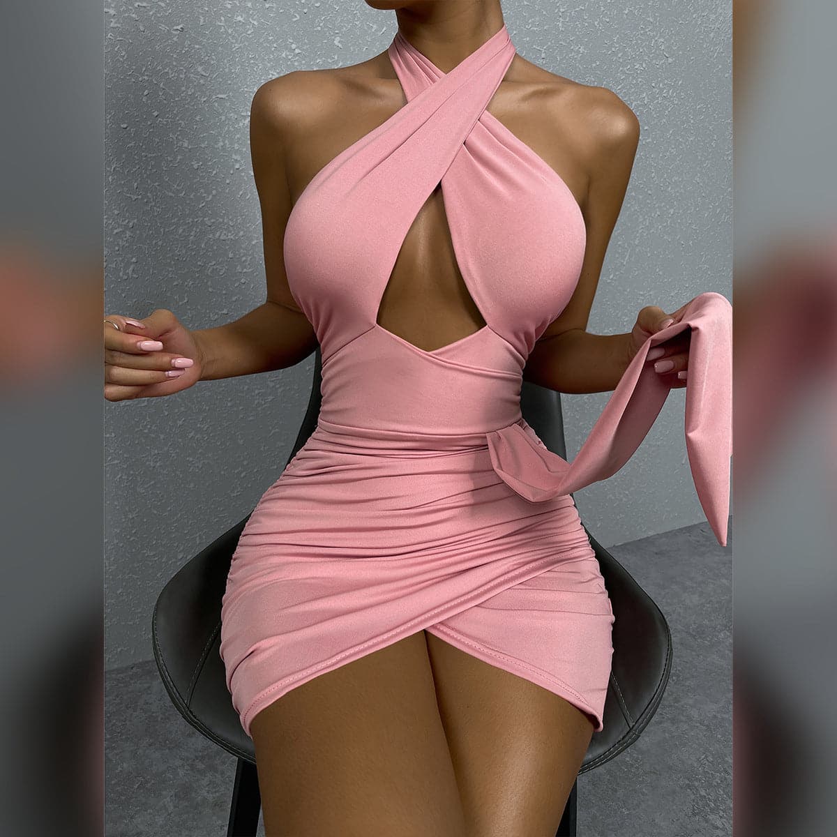 DressBetty - Summer  Halter Cross Night Club Dress