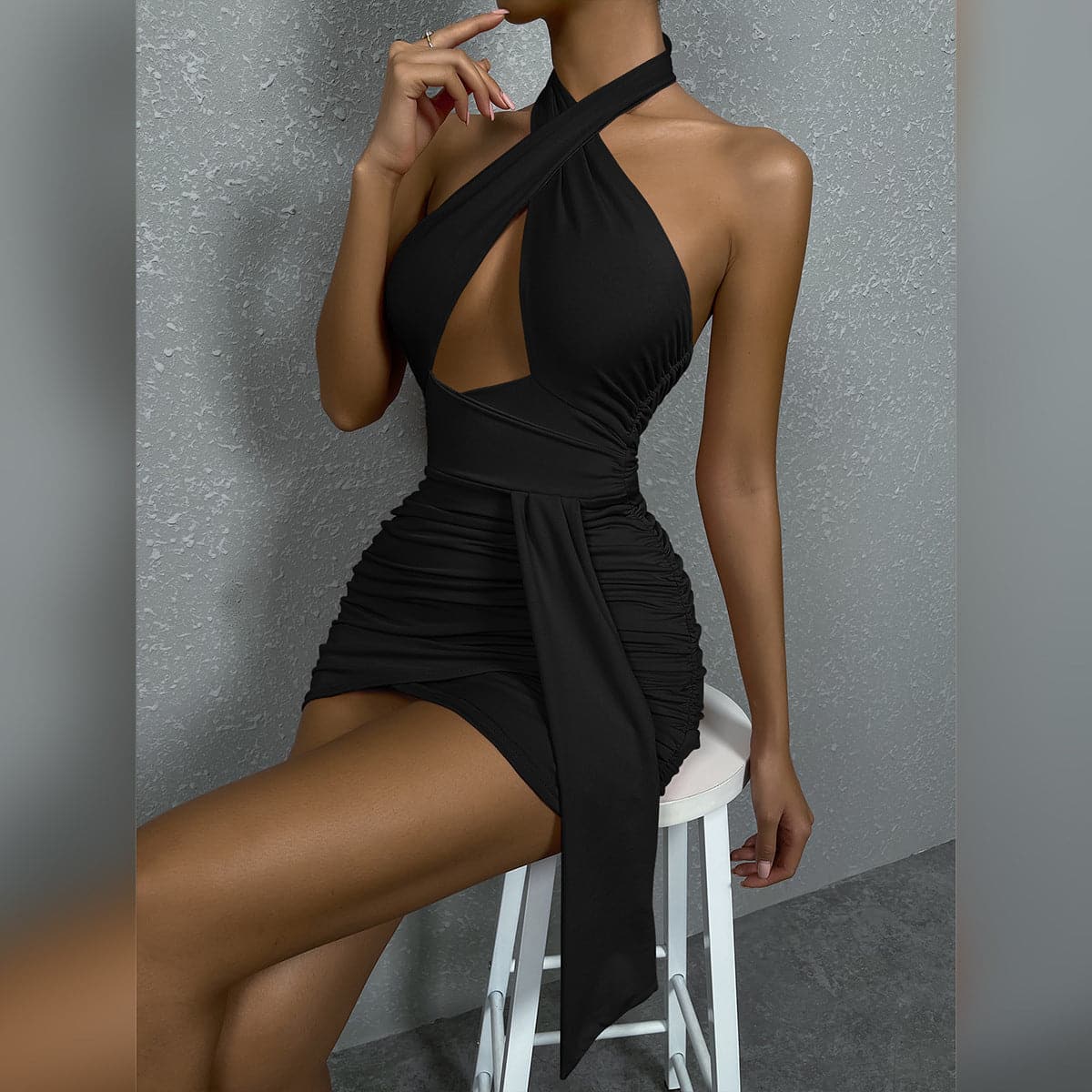 DressBetty - Summer  Halter Cross Night Club Dress