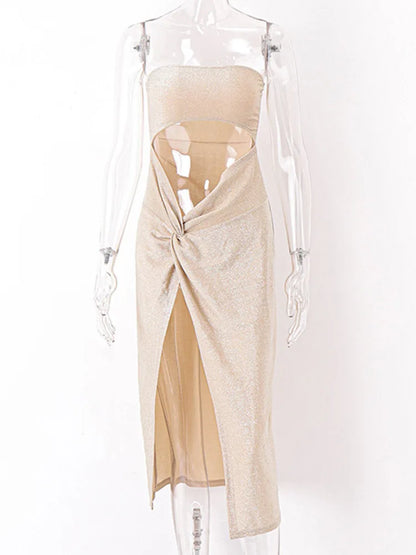 Summer  Sleeveless Skinny Elegant Fashion Ladies Club Midi Dresses
