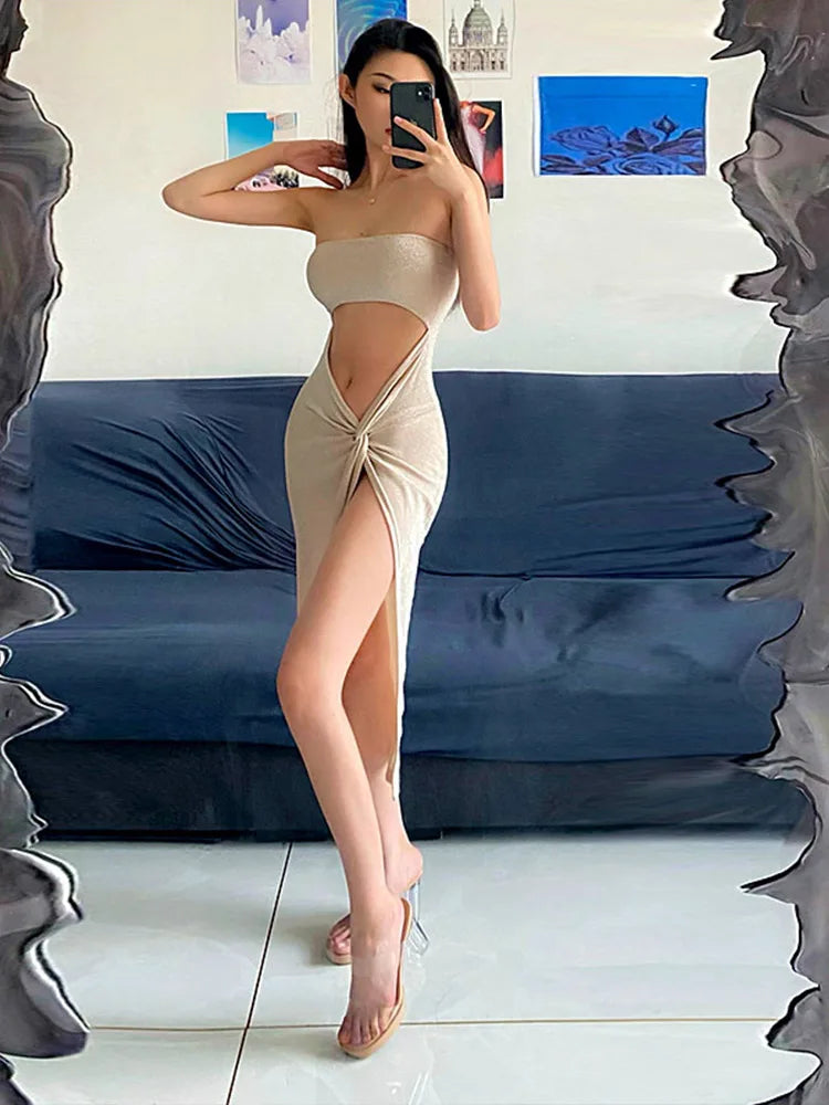 Summer  Sleeveless Skinny Elegant Fashion Ladies Club Midi Dresses
