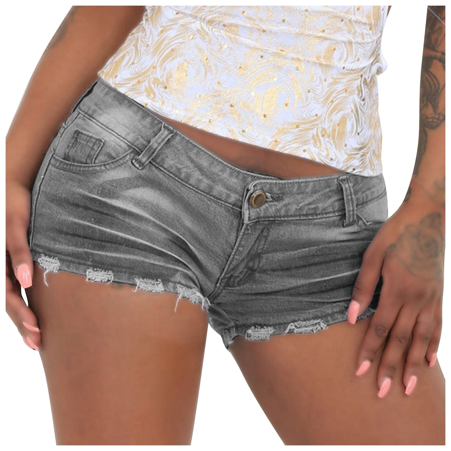 DressBetty - Summer Women Denim Gray Blue Slim  Casual Shorts