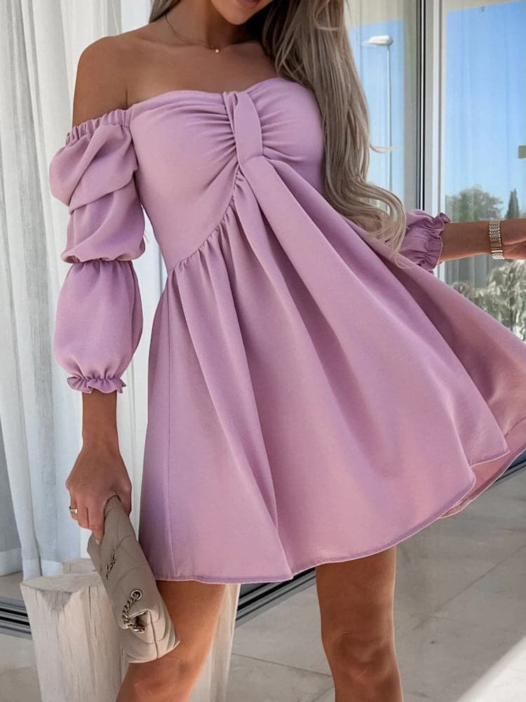 DressBetty - Summer Women  Slash Neck Mini Dress