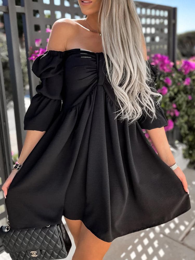 DressBetty - Summer Women  Slash Neck Mini Dress
