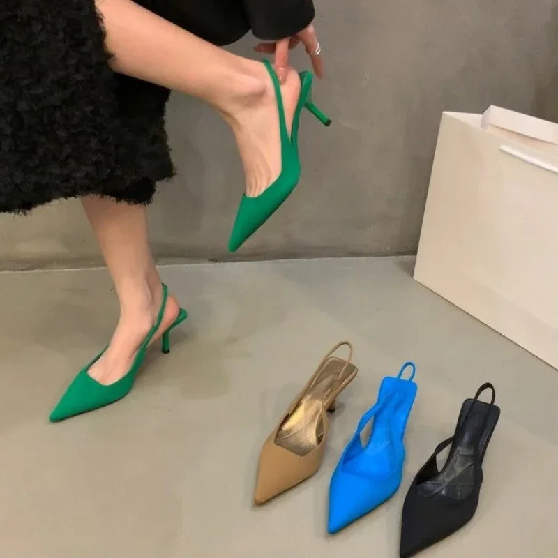 Summer Autumn Solid Color Banquet Pointed Toe  Comfortable Casual Slip-on Shoes Low Heel Pumps