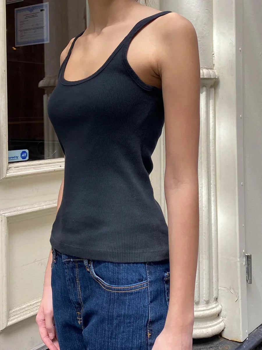 DressBetty - 2024 Black  Sleeveless Cotton Vest for Women