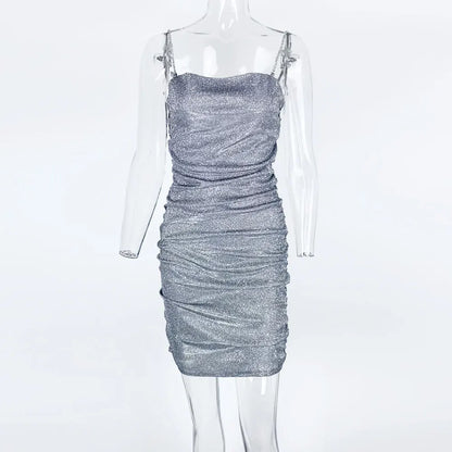 DressBetty - 2024 Elegant Diamond Glitter Sparkle Spaghetti Strap Bodycon Dress