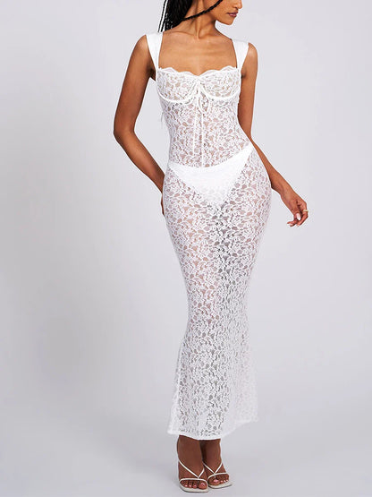 DressBetty - 2024 Elegant  See-Through Backless Wedding Lace Dress