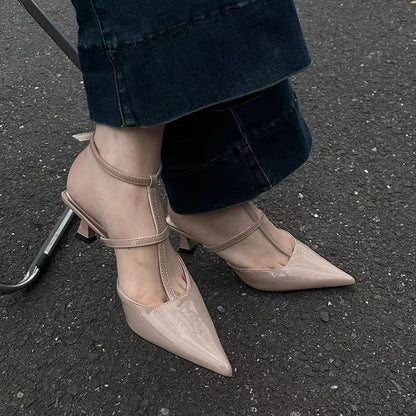 Summer  Pointed Toe Slingback Slides Flip Flops Ladies Low Heel Pumps