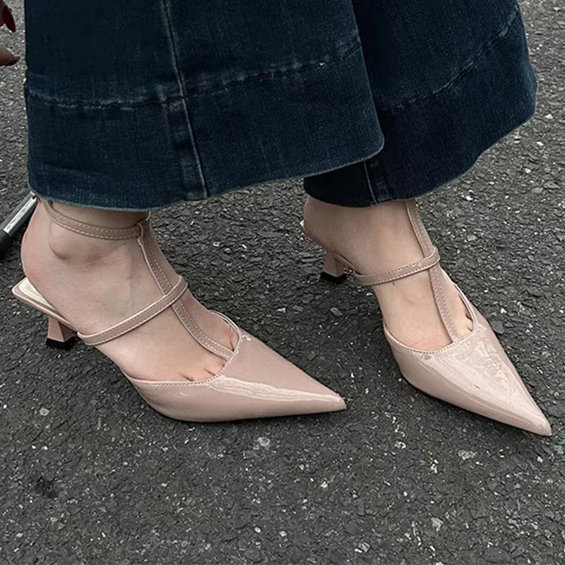 Summer  Pointed Toe Slingback Slides Flip Flops Ladies Low Heel Pumps