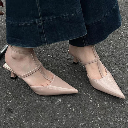 Summer  Pointed Toe Slingback Slides Flip Flops Ladies Low Heel Pumps